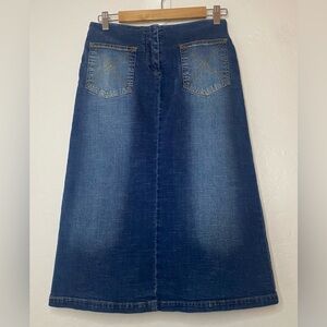Bisou Bisou Skirt Womens Size 6 Denim Lace Accent Y2K Vintage 90s A-Line Skirt